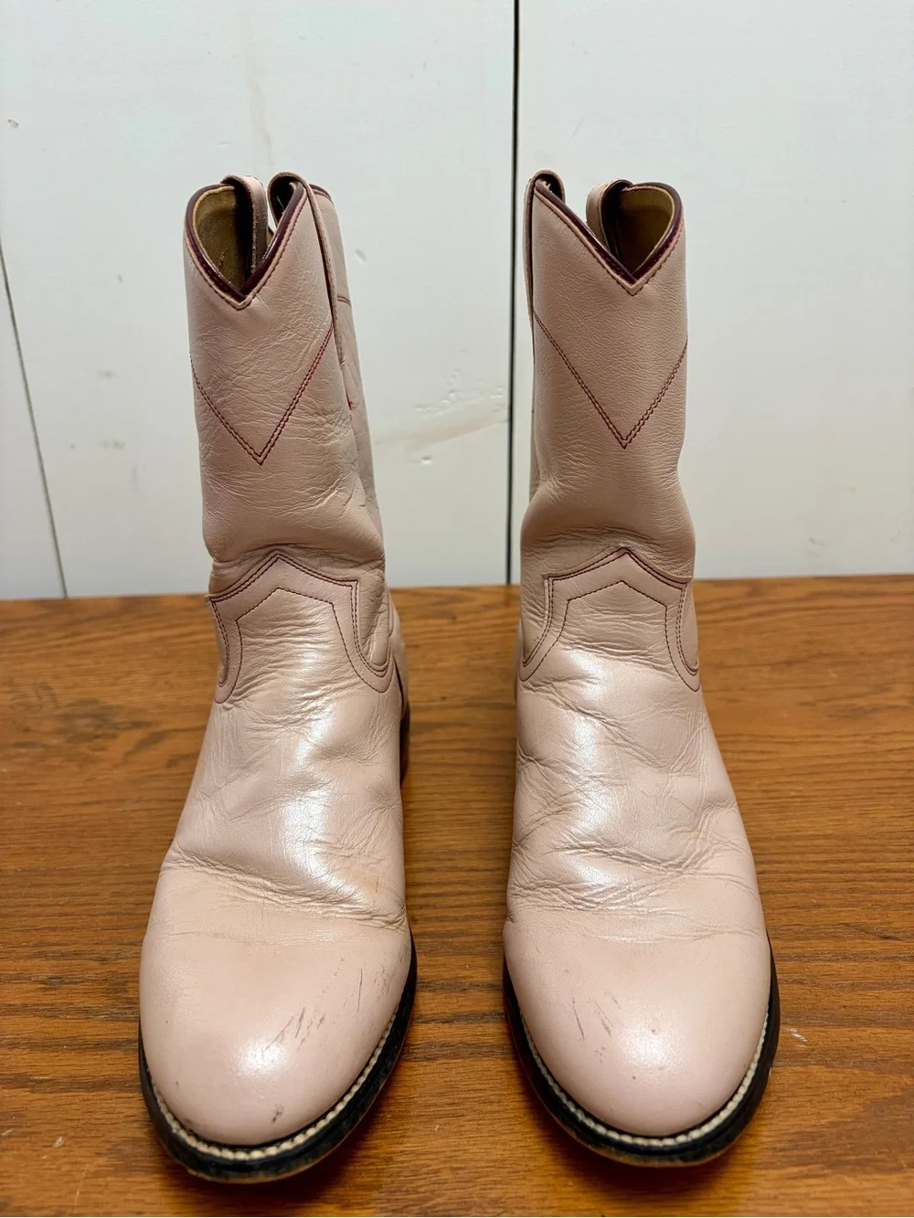 Justin Vintage Dusty Pink Roper Cowboy Boots - Girls Size 4